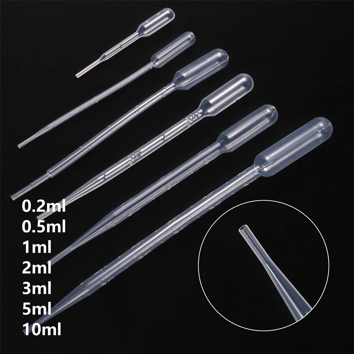 Pipette en plastique pour plantation de jardin, récipient gradué jetable de 0.2/0.5/1/2/3/5 /10ML, c