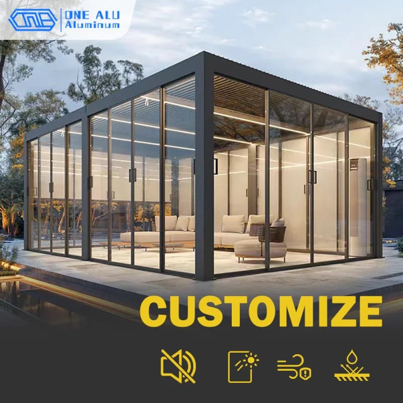 Structure de véranda en aluminium et verre, extension de patio extérieur, kit d'extension de pièce q