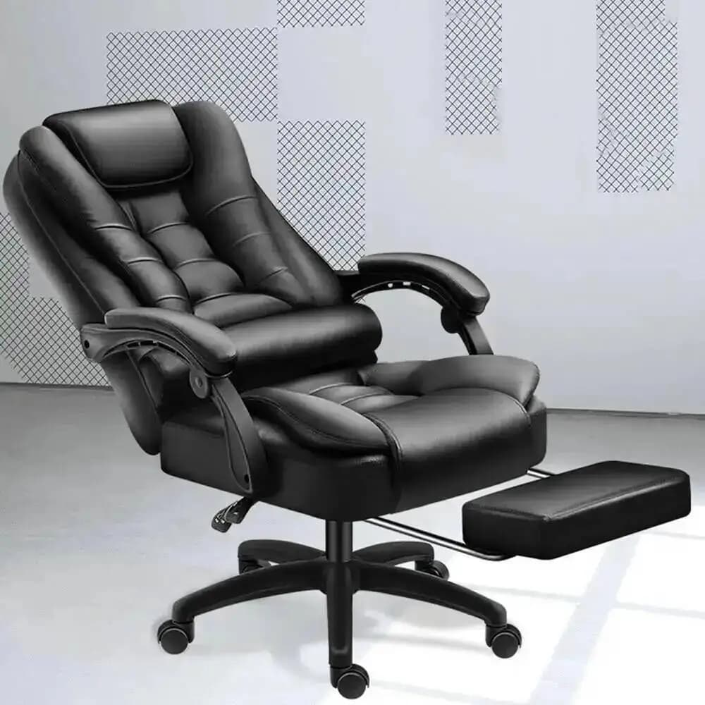 Chaise de Massage de bureau, coussin rotatif en Latex à dossier haut, en cuir, confortable avec repo