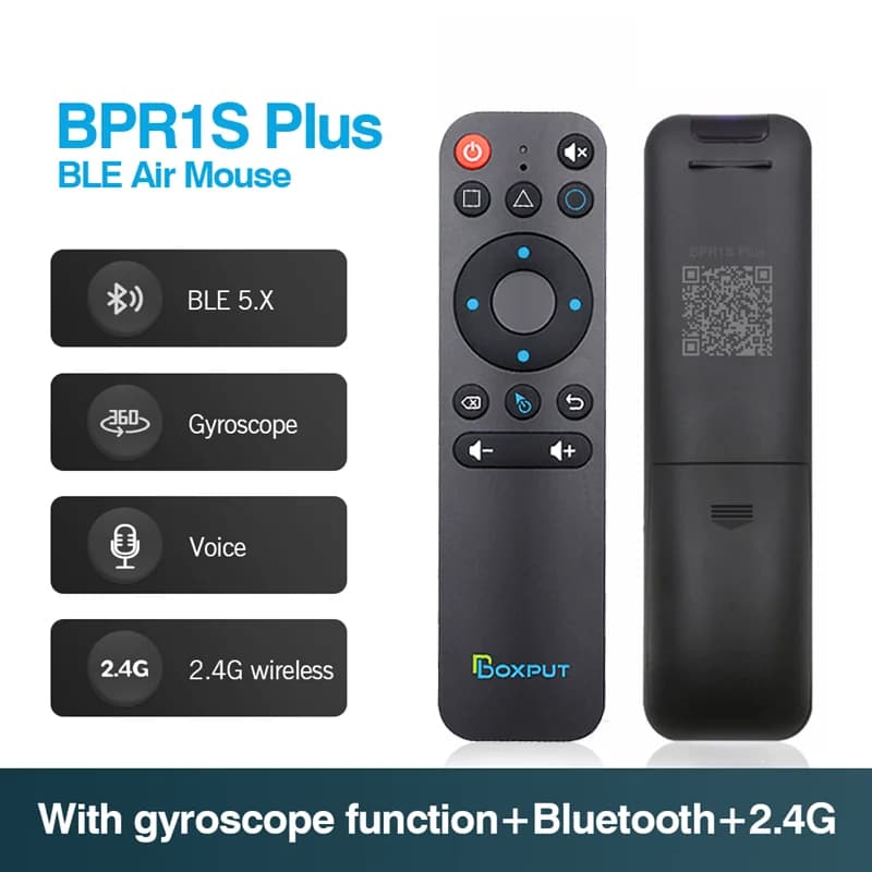 BOXPUT BTS 5.0 Télécommande Bluetooth pour TV Box Airmouse BPR1S plus 2.4G avec Gyroscope, Prise en 