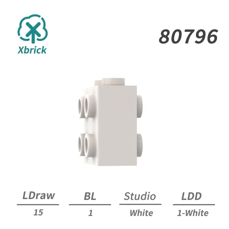 Xbrick 80796 1x2x1 2/3 avec goujons sur les côtés, bloc de construction, accessoires MOC compatibles