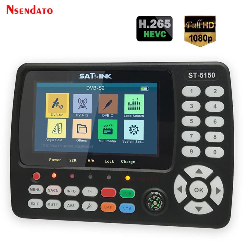 Satlink ST5150 Original DVB-S2/T2/C COMBO Détecteur de signal satellite H.265 MPEG-4 16APSK Récepteu