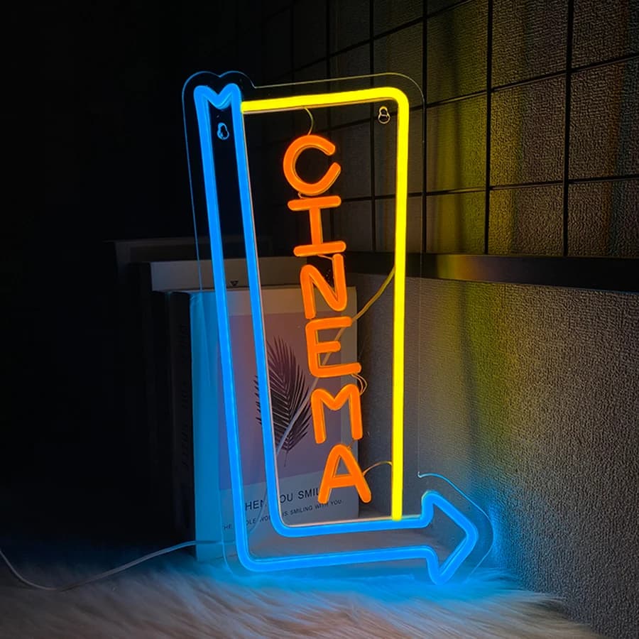 Enseigne au néon de cinéma pour la décoration murale, enseigne lumineuse pour la décoration de la sa