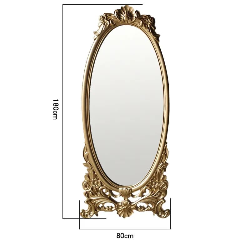 Miroir pleine longueur gravé français, style crème pour vestiaire, miroir rétro pleine longueur