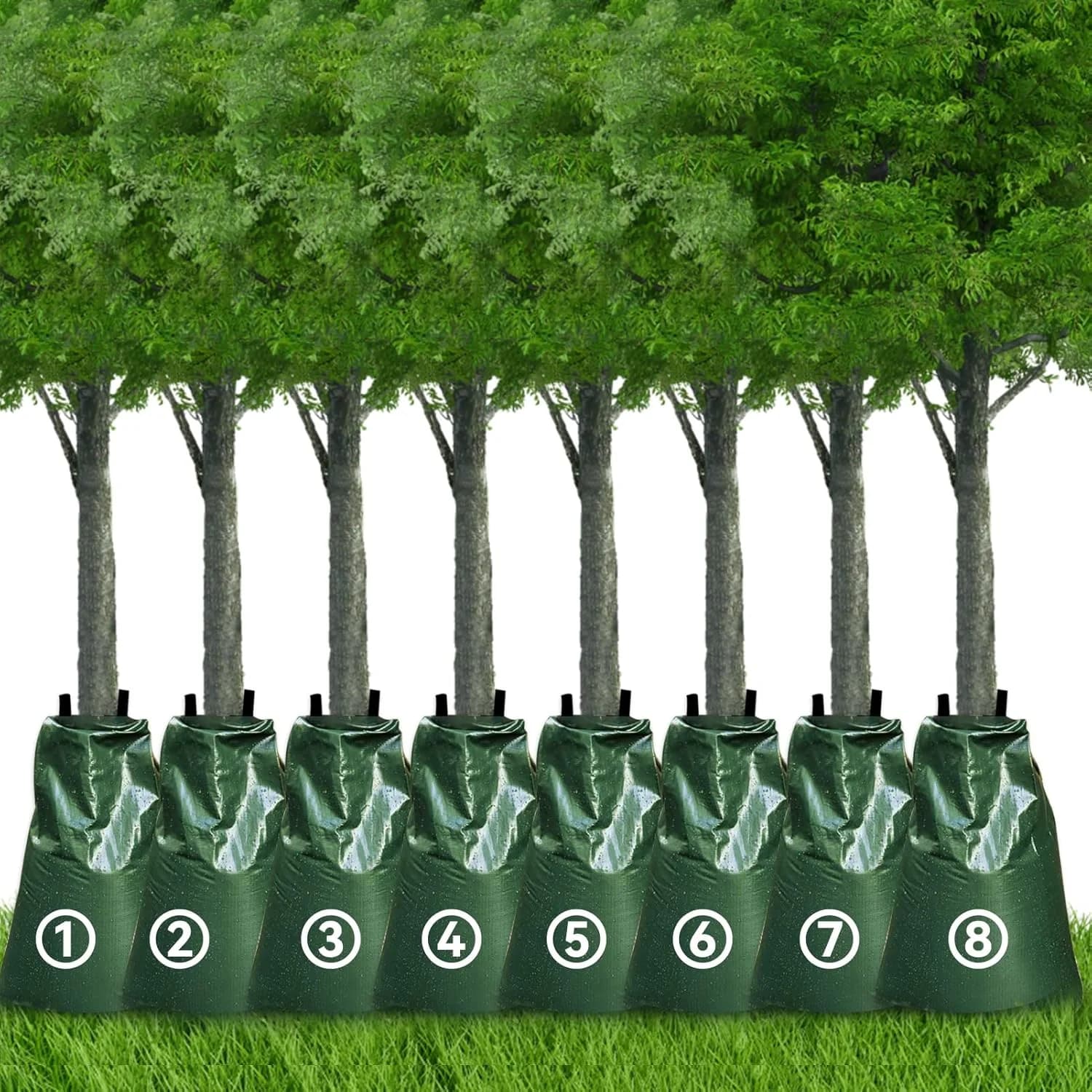 Paquet de 8 sacs d'arrosage d'arbres à dégagement lent-sacs d'irrigation goutte-à-goutte automatique