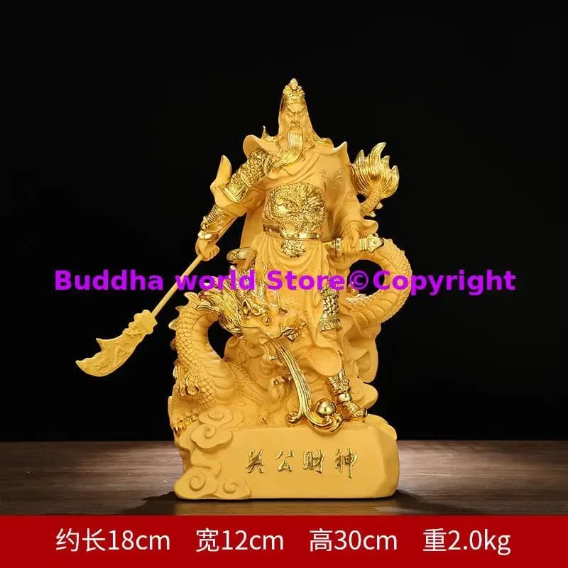 Guan Gong-Dragon Buddha Statue, Dieu de la Richesse, Ornement Porte-Bonheur et Prospère, Attire la R