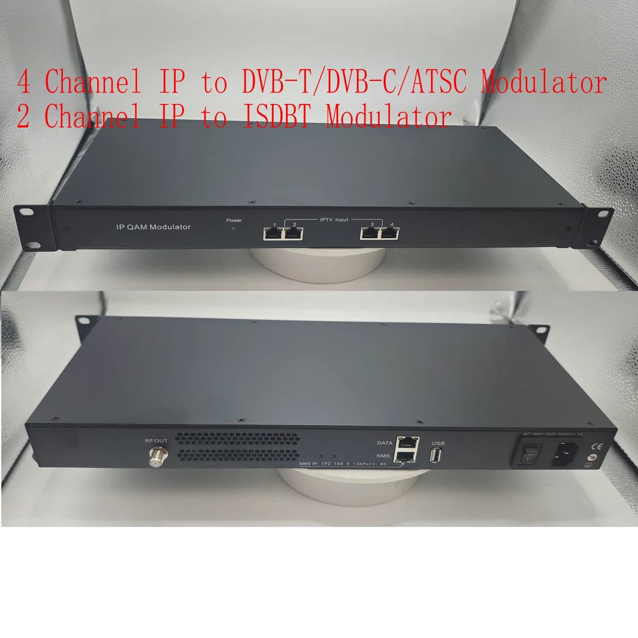 Modulateur RF numérique 4, 5, 8, 12 canaux IP vers DVB-T, DVB-C, ISDB-T, ATSC pour télévision numéri