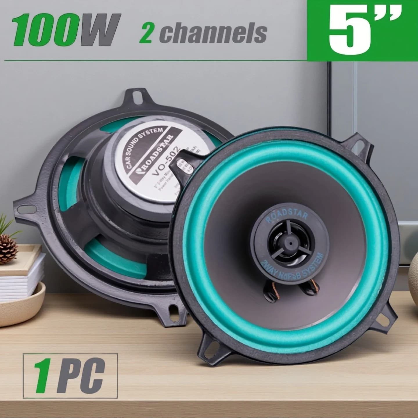 Haut-parleur coaxial de voiture 1 pièce 5 pouces 100W système HIFI 2 voies pleine gamme avec tweeter