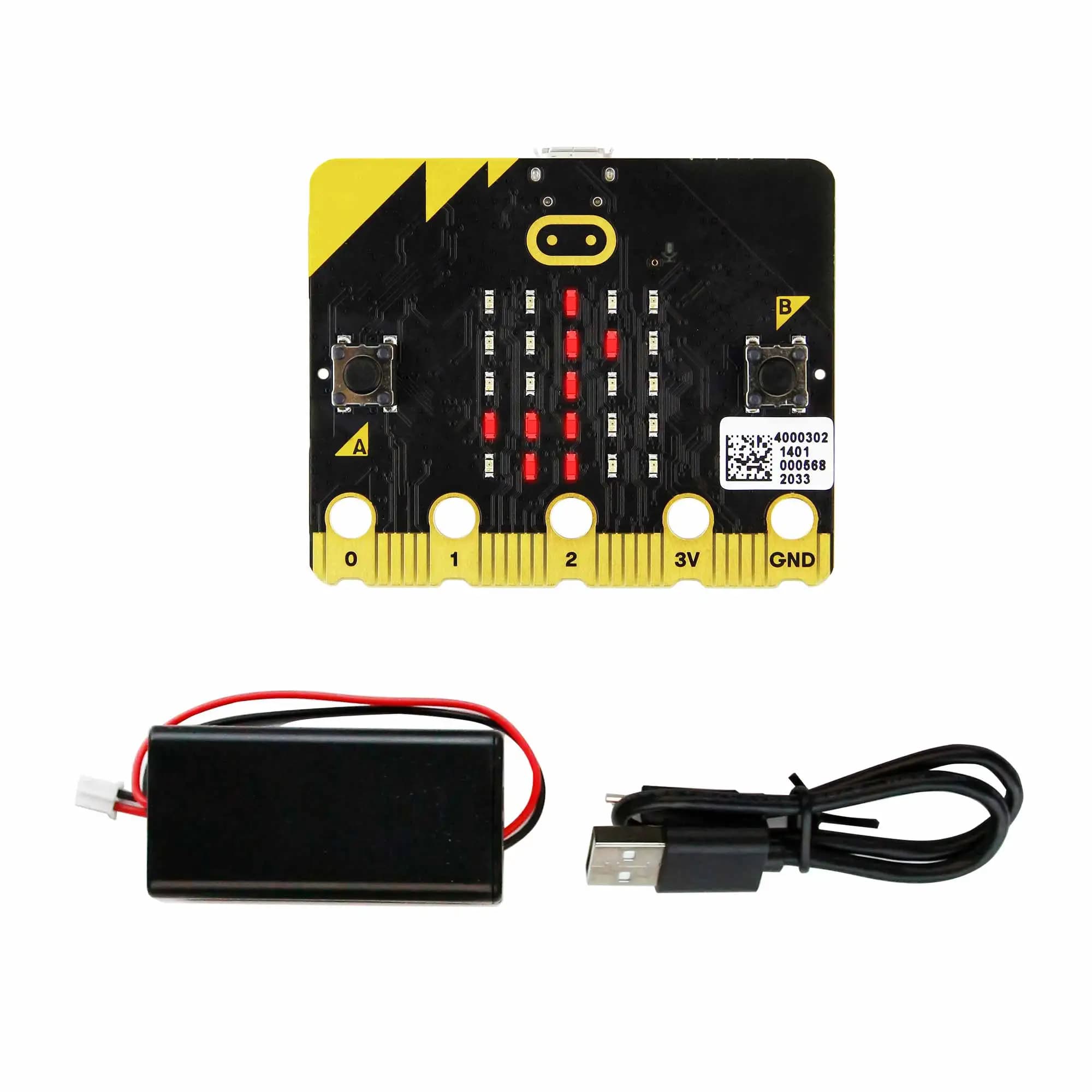 Kit électronique officiel BBC Micro:bit + câble USB + support de batterie pour kit BBC Microbit V2, 