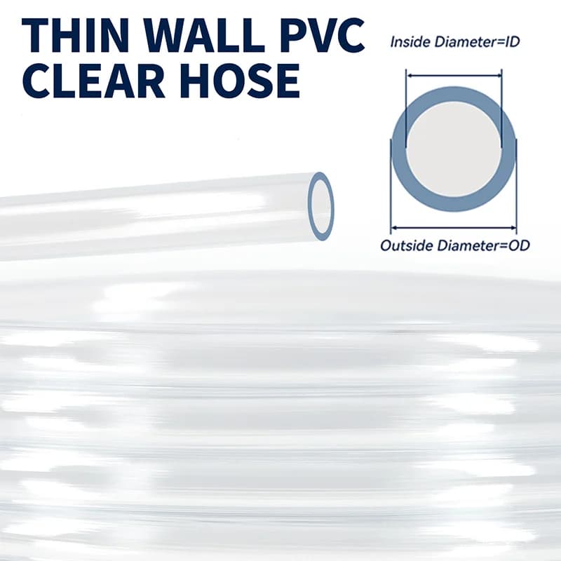 Tuyau en PVC transparent flexible de 3/5 m, tube d'eau en plastique, diamètre intérieur de 4 à 24 mm