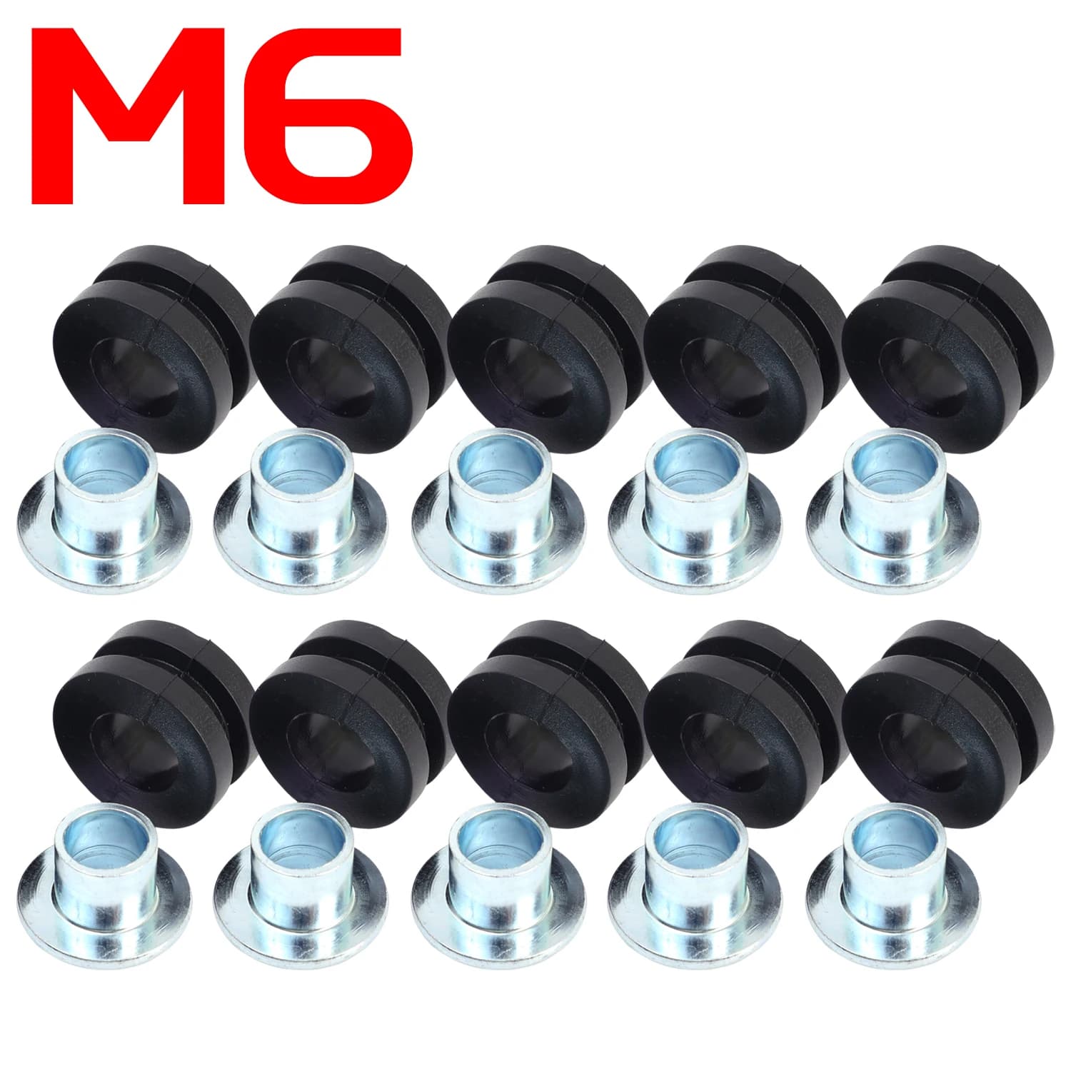 M6 Moto Joint en caoutchouc, Manchon en acier, Bague, Coussinet anti-corrosion, Fixation de carénage