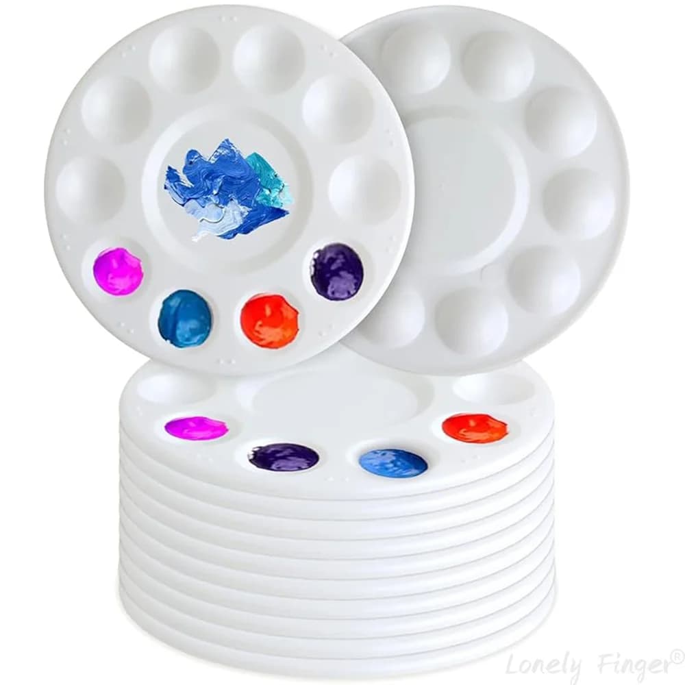 Palettes de peinture en plastique 12 pièces plateau de Palette de peinture fournitures d'art Palette