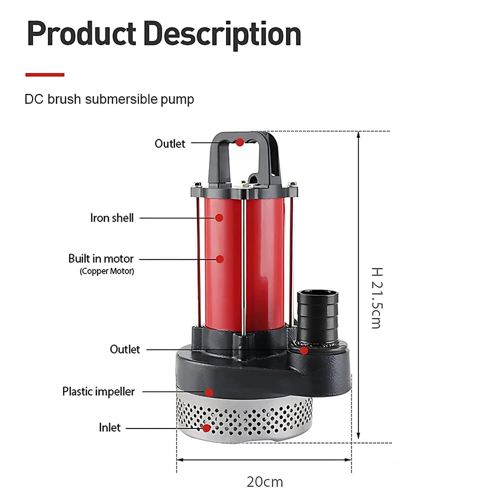 Pompe Submersible solaire alimentée par batterie