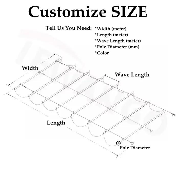 Filet d'ombrage télescopique rétractable et étanche, 2.5x3m ~ 3x6m, pour maison, jardin, Gazebo, Per