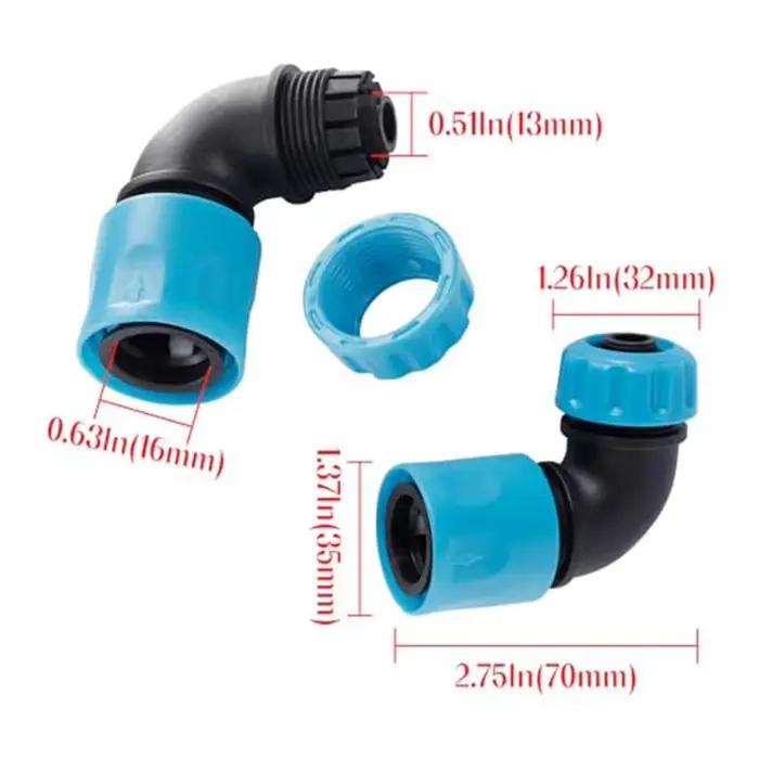 Connecteurs rapides coudés pour tuyau d'arrosage, 2 pièces, arroseurs pour l'irrigation du jardin, l