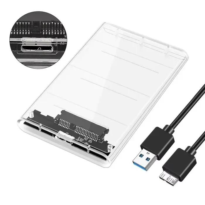 Boîtier transparent pour disque dur, adaptateur SSD SATA vers USB2.0 type-c, boîtier de disque dur e