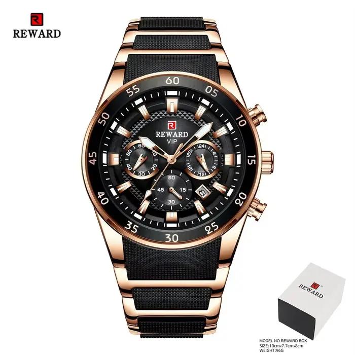 REWARD Relogios Masculino 81011M Montre Sportive en Silicone à Quartz pour Homme Étanche Calendrier