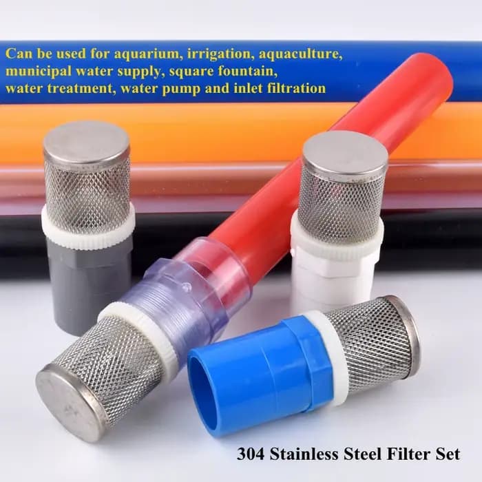 Filtre en acier inoxydable 304, 20 ~ 50mm, ensemble de tuyaux PVC/UPVC, pompe à eau pour Aquarium, T