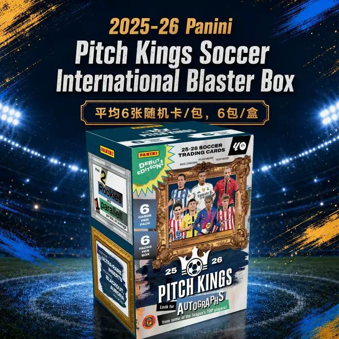 Authentique Panini Pitch Kings La Liga Soccer Hobby International Box 2025-26 – 6 cartes par pack, 6