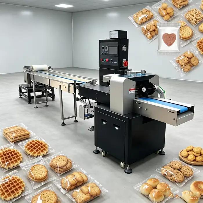 Machine d'emballage flexible pour oreillers, pour scellage rapide des snacks, des bonbons et des pro