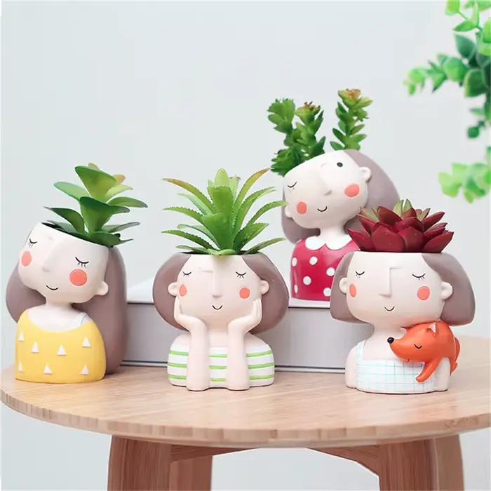 Jardinières succulentes Pots de fleurs Pot de plante de Cactus belle tête de fille bonsaï Pots de ja