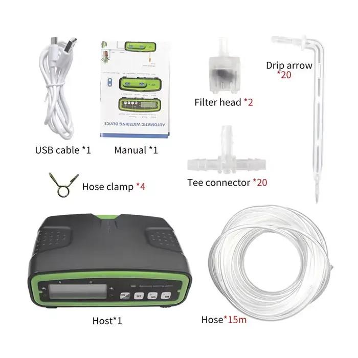 Dispositif d'arrosage automatique à double pompe avec mini kit d'irrigation goutte à goutte, système