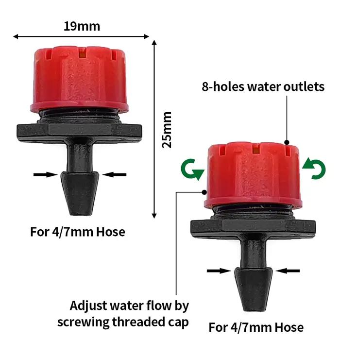 Buse d'irrigation de jardin, 50 à 1000 pièces, 4/7mm, goutteur réglable, émetteur d'arrosage, Micro