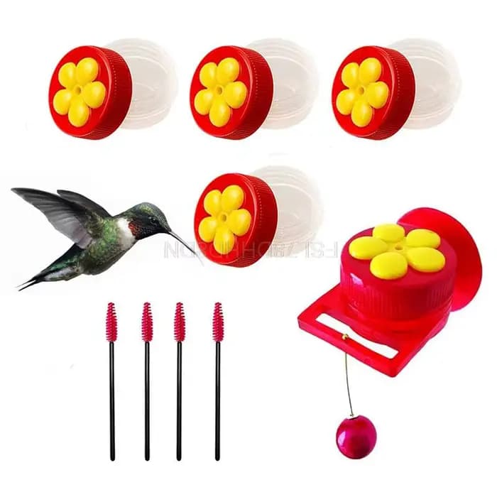 Fleurs Forme Poignée Oiseau Colibri Mangeoire Buveur Plastique Semences Et L'eau Extérieur Fenêtre V