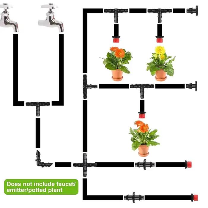 Accessoires de système d'irrigation goutte à goutte, tube 1/4 po, pot de fleur, jardin potager, racc