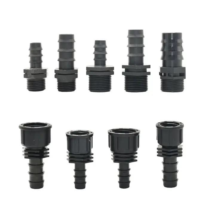 Filetage mâle femelle 1/2 3/4 à 1/2 3/4 1 pouce, connecteur barbelé pour tuyau d'arrosage 16mm 20mm
