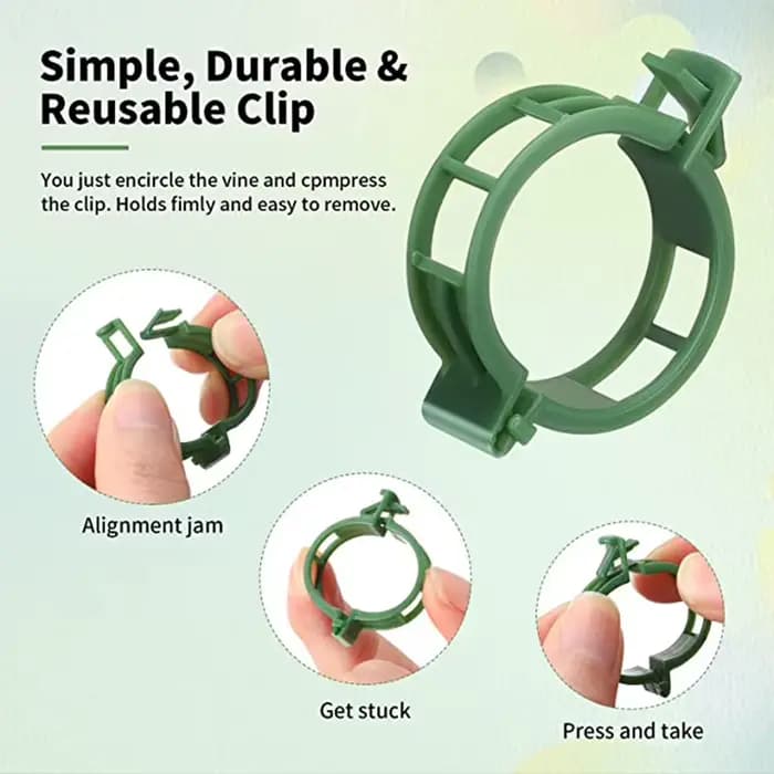Clips de Support pour plantes, 100 pièces, attaches en plastique, Clips de piquet en treillis, Suppo