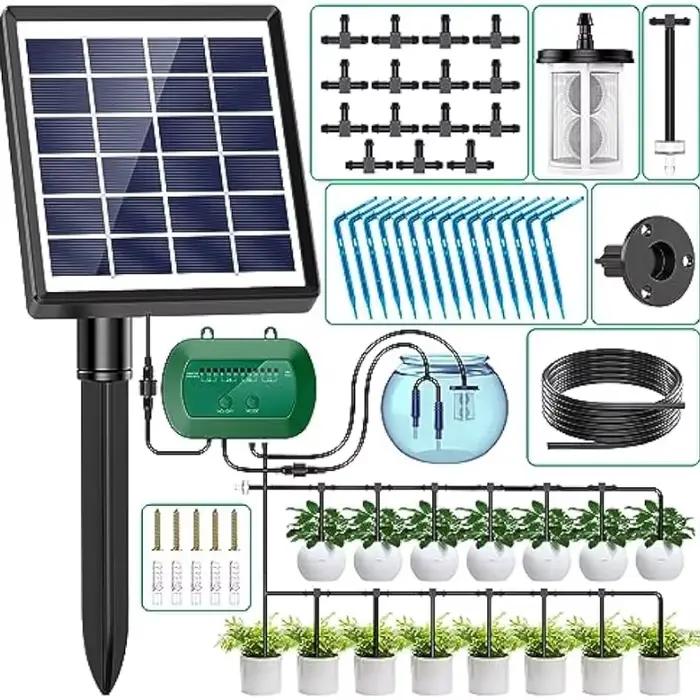 Kit d'irrigation goutte à goutte pour plantes en pot, système solaire pour jardin, système d'arrosag