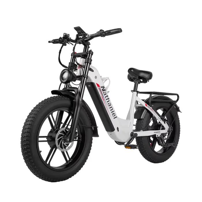 Vélo électrique Nathaniel SYR08 pour trajets urbains, double moteur 2000W, roue intégrée 20x4.0, 48V