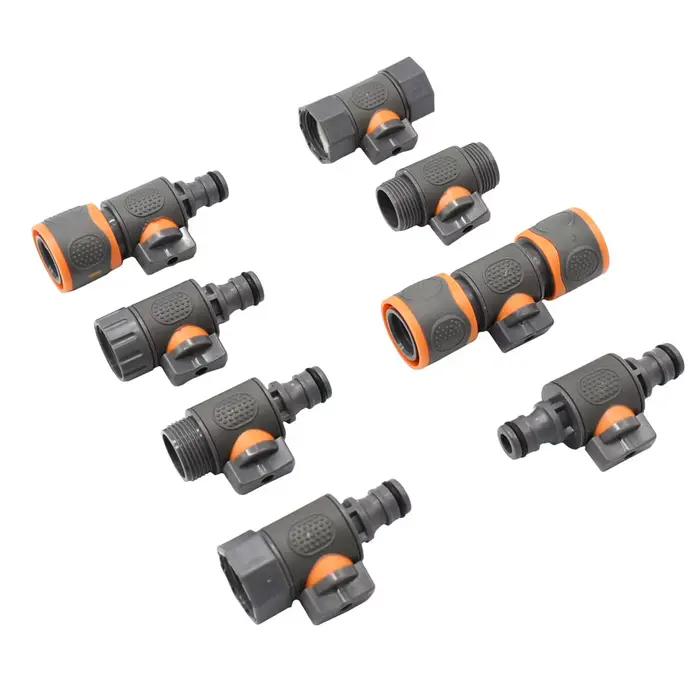 Connecteur de tuyau d'arrosage 1/4 "1/2" 3/4 "1", robinet de jardin, coupleur de tétines de 16mm, sy