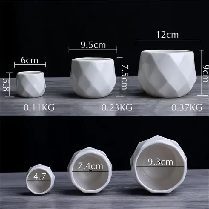 Pot de fleurs géométrique diamant créatif en céramique, conteneur de plantes succulentes simples, ja