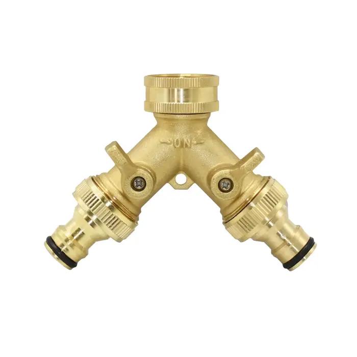 Séparateur de tuyau d'arrosage en laiton de 3/4 pouces, robinet à 2/4 voies, connecteur d'arrosage d