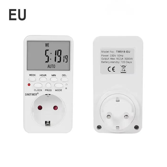 Minuteur programmable numérique LCD pour prises UE, UK, BR, 220V AC, relais de contrôle de temps enf