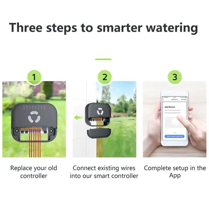 Minuterie d'arrosage de jardin intelligente, contrôleur d'irrigation WiFi, électrovanne d'eau d'irri