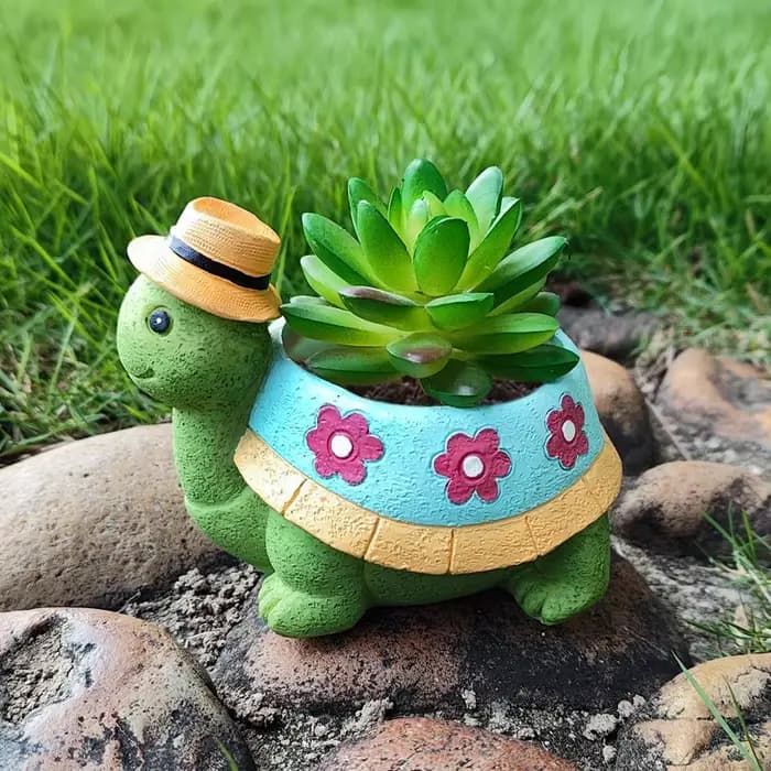 AdTosGarden-Pot de tortue succulente en résine, statue de plante, pot de fleur, cour, jardin, décora