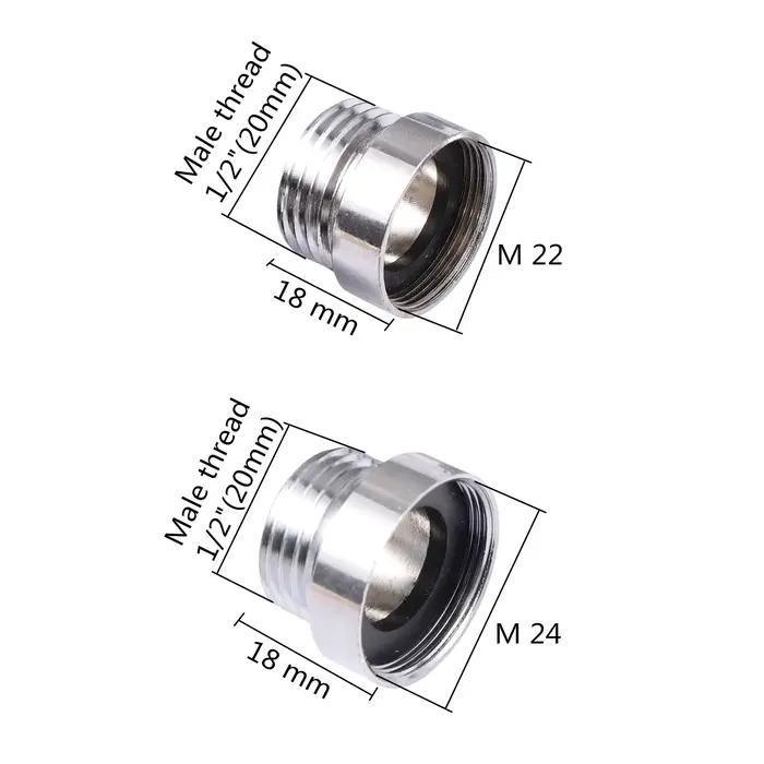 Connecteur d'eau à filetage femelle M22 M24 à filetage mâle 1/2 ", adaptateur de robinet d'eau, racc
