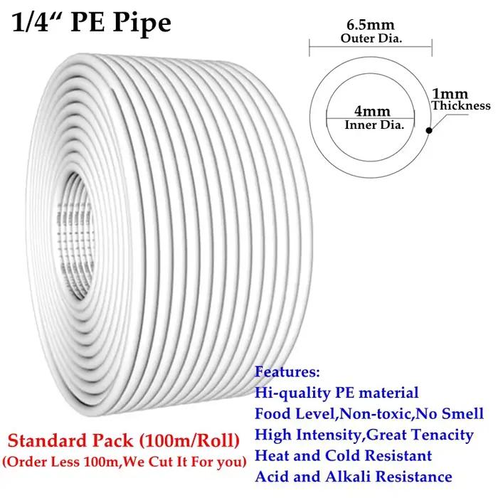 1/4 "3/8" PE tuyau de qualité alimentaire purificateur d'eau tuyau de haute qualité Tube souple Aqua