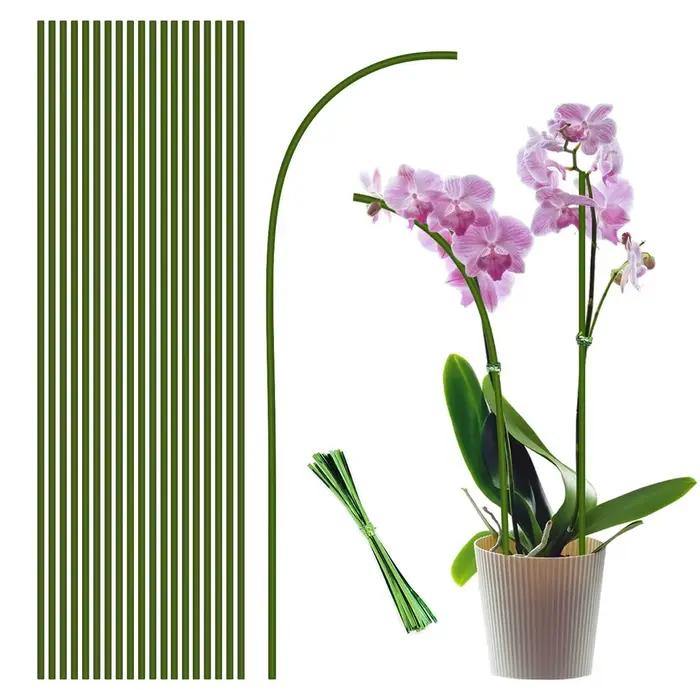 Piquets de Support de plantes pliables à tige unique, 16 pouces/40cm, vert, pour plantes d'intérieur