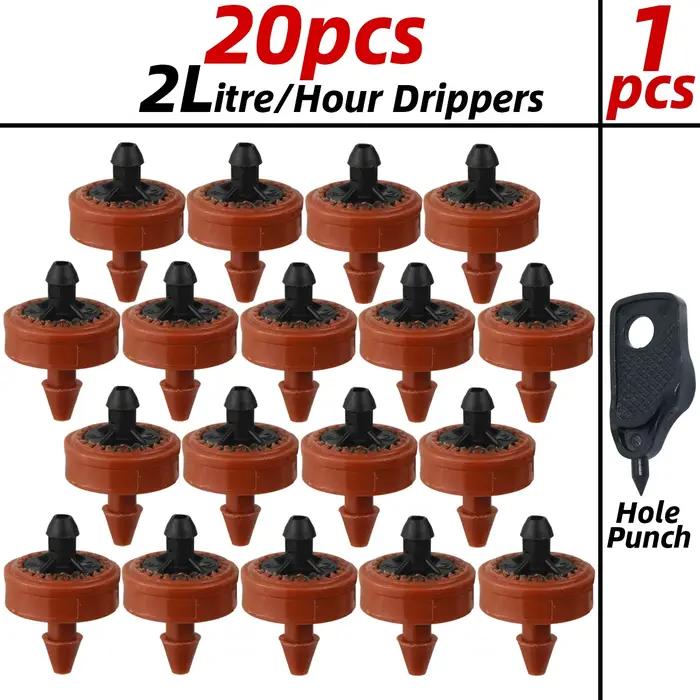 Goutteur d'irrigation goutte-à-goutte pour jardin, 20 à 200 pièces, 2L 4L 8L 1/4 pouces, buse compte