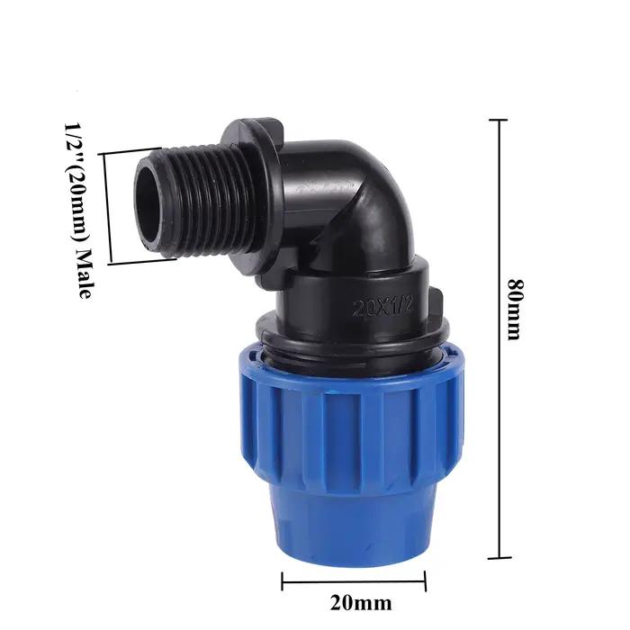 Raccords de tuyaux connecteur PE 20MM 25MM 32MM, Tube d'eau direct 1/2 "3/4" 1 ", filetage mâle, rac