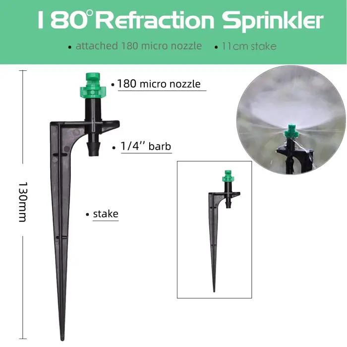 Micro buse de brumisation à 90/180/360 degrés sur piquet de 11cm, connecteur barbelé de 1/4 pouces,