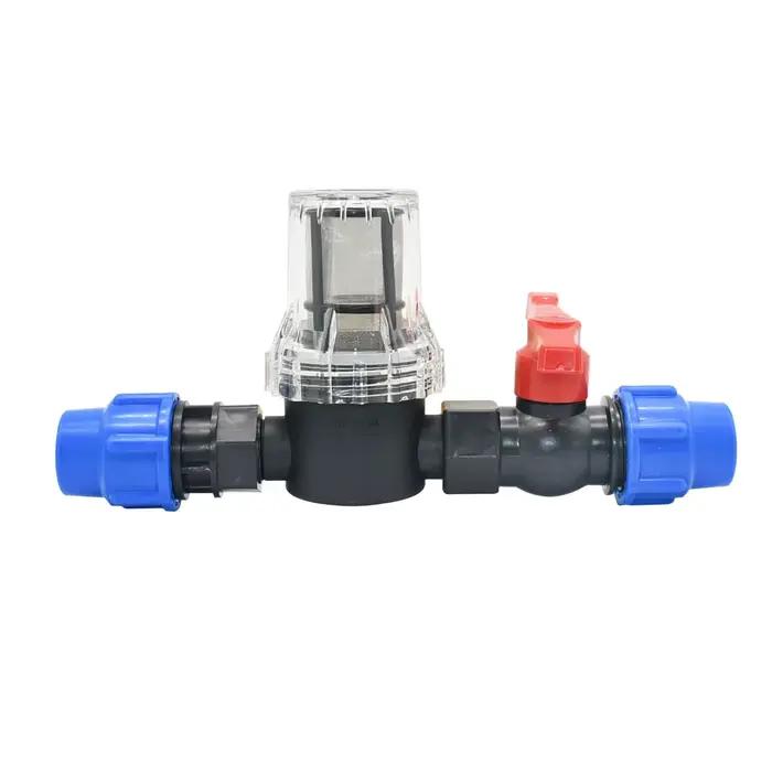 Filtre à eau pour tuyau PE, 25mm 32mm, avec Tube en plastique, connecteur rapide, filtre à mailles 8