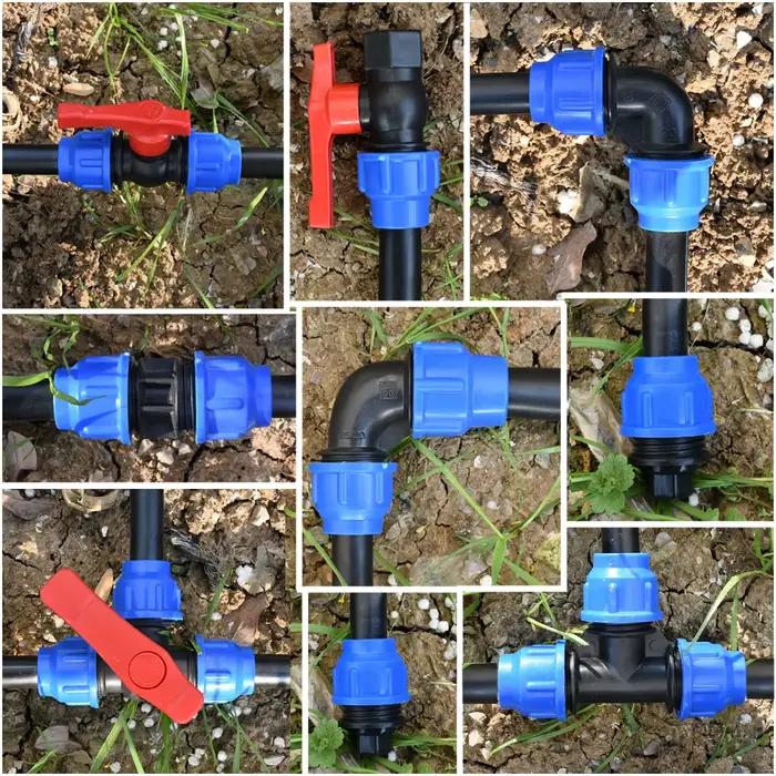 Connecteur d'eau du robinet en plastique PE, séparateur en T, coupleur de Valve rapide, bouchon d'ex