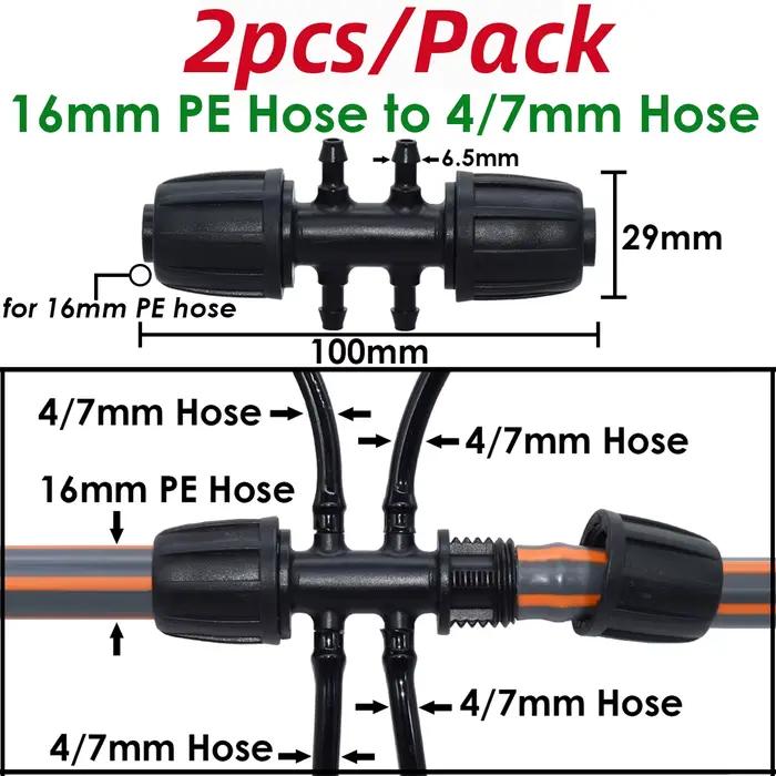 KESLA 2 pièces 16mm 1/2 ''PE tuyau connecteur séparateur té couplage fileté serrure à 4/7mm 3/5mm tu