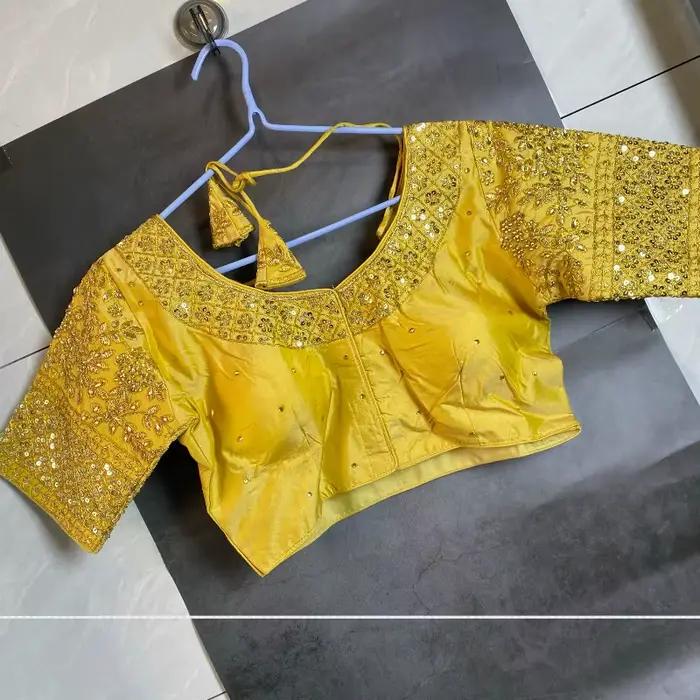 Vêtements traditionnels indiens pour femmes, chemisiers Sari, manches courtes, haut court, noir, rou
