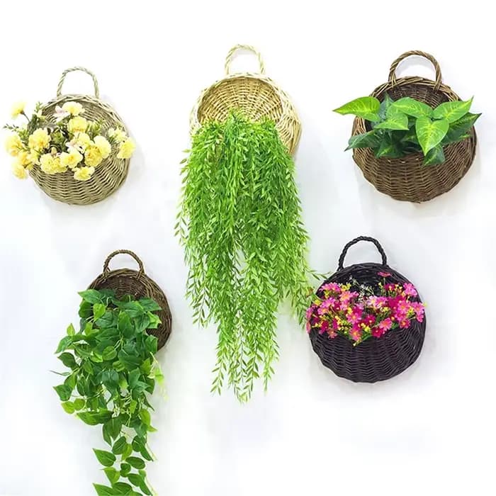 Présentoir mural pour jardinière de fleurs, support pour plantes, panier en rotin, pot de vigne de j